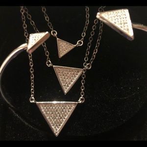 Sophia silver necklace triangle with matching bracelet